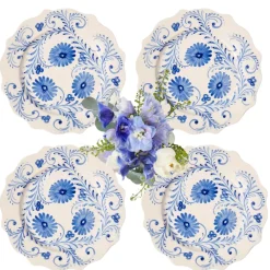 Mrs. Alice Dinnerware|Blue Flowers Dinner Plates, Set of 4