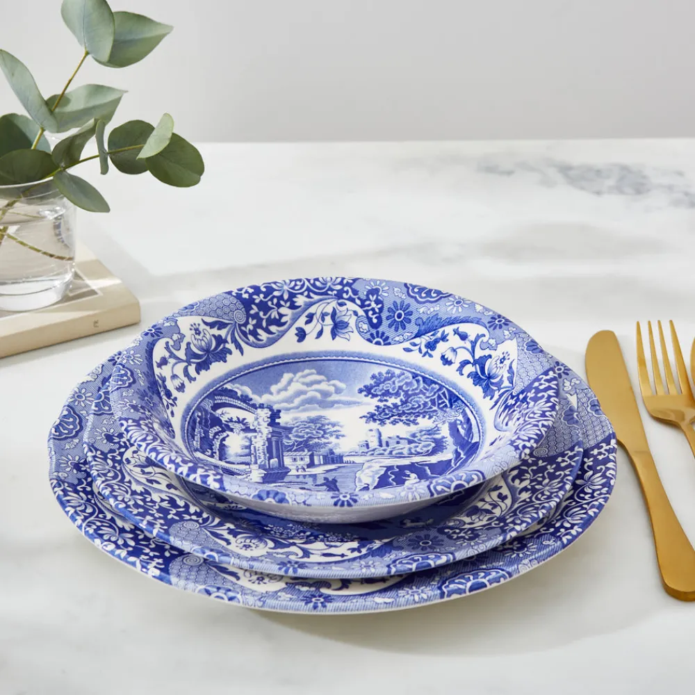 Spode Dinnerware|Blue Italian Ascot Cereal Bowls, Set of 4