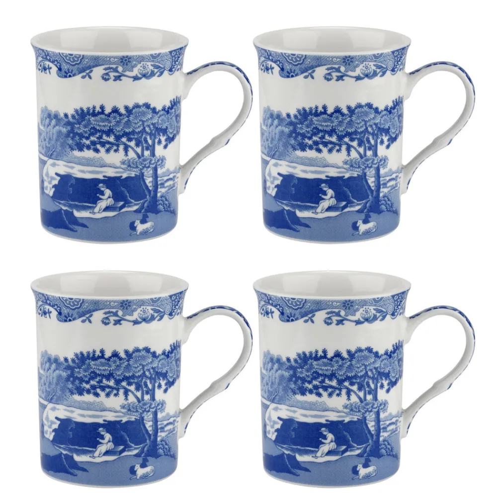Spode Dinnerware|Blue Italian Mugs, Set of 4