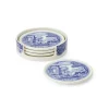 Spode Dinnerware|Blue Italian 4-Piece Ceramic Coaster Set with Holder