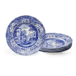 Spode Dinnerware|Blue Italian Soup Plates, Set of 4