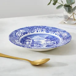 Spode Dinnerware|Blue Italian Soup Plates, Set of 4