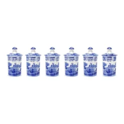 Spode Dinnerware|Blue Italian Spice Jars, Set of 6