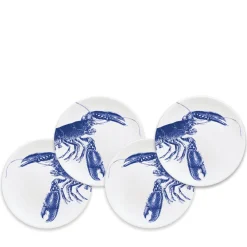 Caskata Dinnerware|Blue Lobster Canapé Plates- Boxed, Set of 4