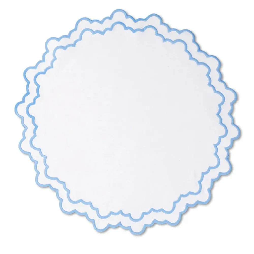 Loulou La Dune Place Settings & Linens|Blue Lotus Placemat and Napkin Set in White