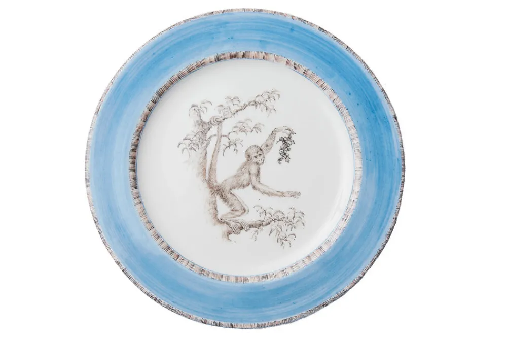 Laboratorio Paravicini Dinnerware|Blue Monkey Dessert Plates, Set of 6