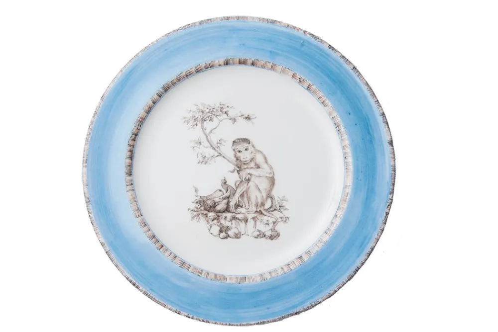 Laboratorio Paravicini Dinnerware|Blue Monkey Dessert Plates, Set of 6