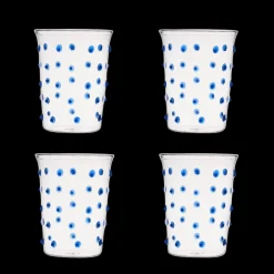 Issy Granger Glassware|Blue Pom Tumbler, Set of 4