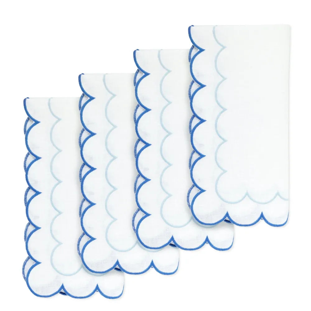 Chefanie Place Settings & Linens|Blue Scalloped Dinner Napkins, Set of 4
