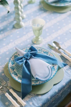 TriChi Design Décor|Place Settings & Linens|Blue Velvet Napkin Bows, Set of 4