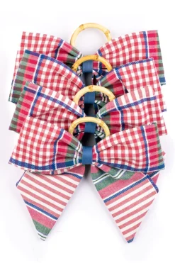 Maria Louise Cottage Place Settings & Linens|Blush Provence Plaid Napkin Rings in Pink, Set of 4