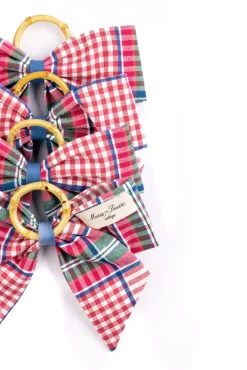 Maria Louise Cottage Place Settings & Linens|Blush Provence Plaid Napkin Rings in Pink, Set of 4