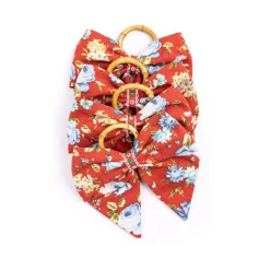 Maria Louise Cottage Place Settings & Linens|Bordeaux Belle Napkin Rings in Red, Set of 4