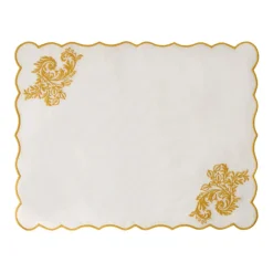 Cabana Place Settings & Linens|Botanica Embroidered Placemat in Yellow