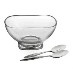 Nambe Dinnerware|Braid Glass Salad Bowl with Servers