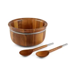 Nambe Dinnerware|Braid Round Salad Bowl with Servers