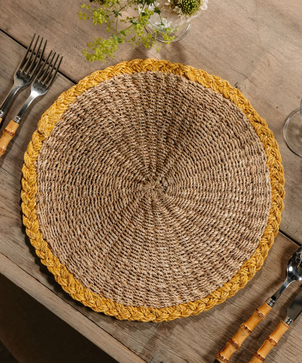 Rebecca Udall Place Settings & Linens|Braided Abaca Placemat in Natural & Straw