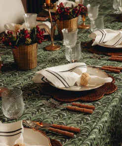 Rebecca Udall Place Settings & Linens|Braided Napkin Rings in Antique Gold, Set of 4