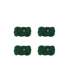 Rebecca Udall Place Settings & Linens|Braided Napkin Rings in Fir Green, Set of 4
