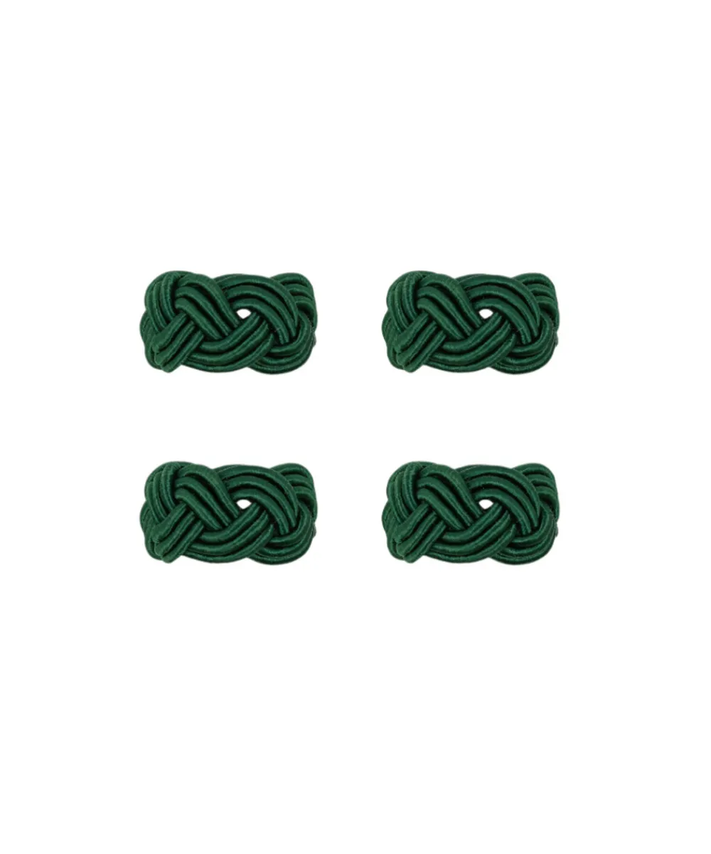 Rebecca Udall Place Settings & Linens|Braided Napkin Rings in Fir Green, Set of 4