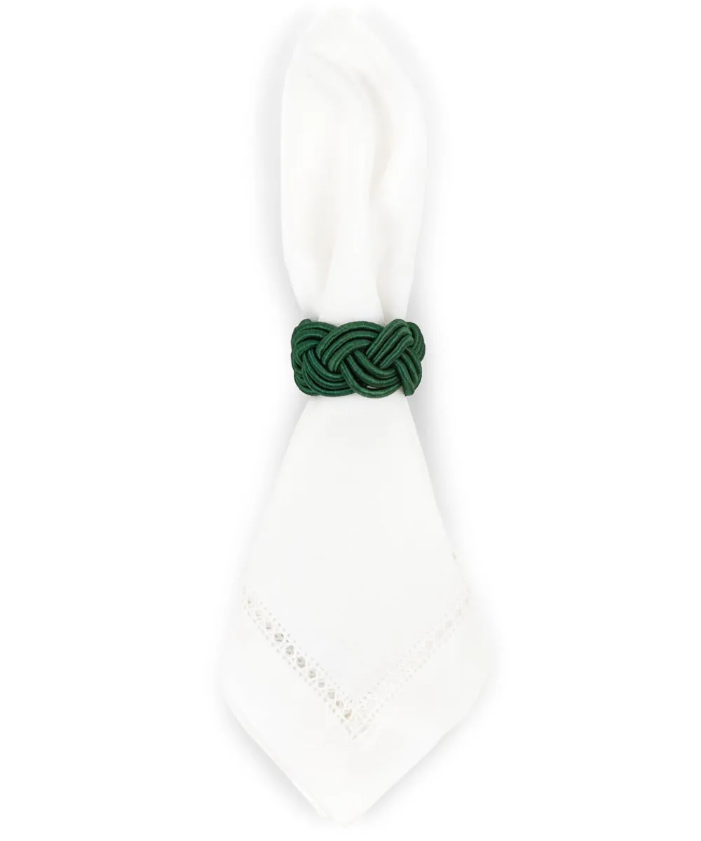 Rebecca Udall Place Settings & Linens|Braided Napkin Rings in Fir Green, Set of 4