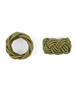 Rebecca Udall Place Settings & Linens|Braided Napkin Rings in Moss, Set of 4