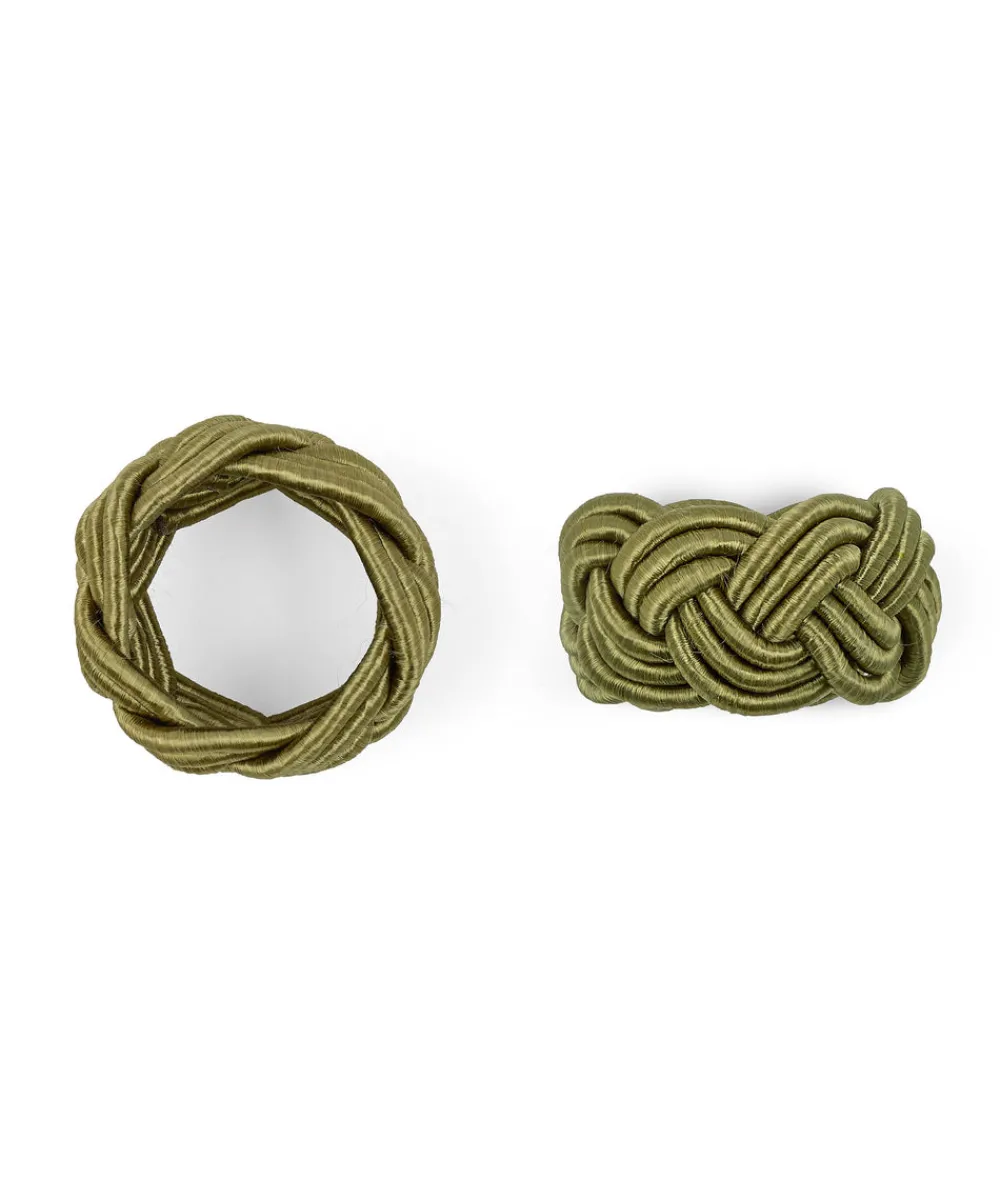 Rebecca Udall Place Settings & Linens|Braided Napkin Rings in Moss, Set of 4