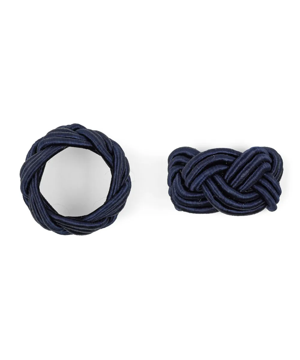 Rebecca Udall Place Settings & Linens|Braided Napkin Rings in Navy, Set of 4