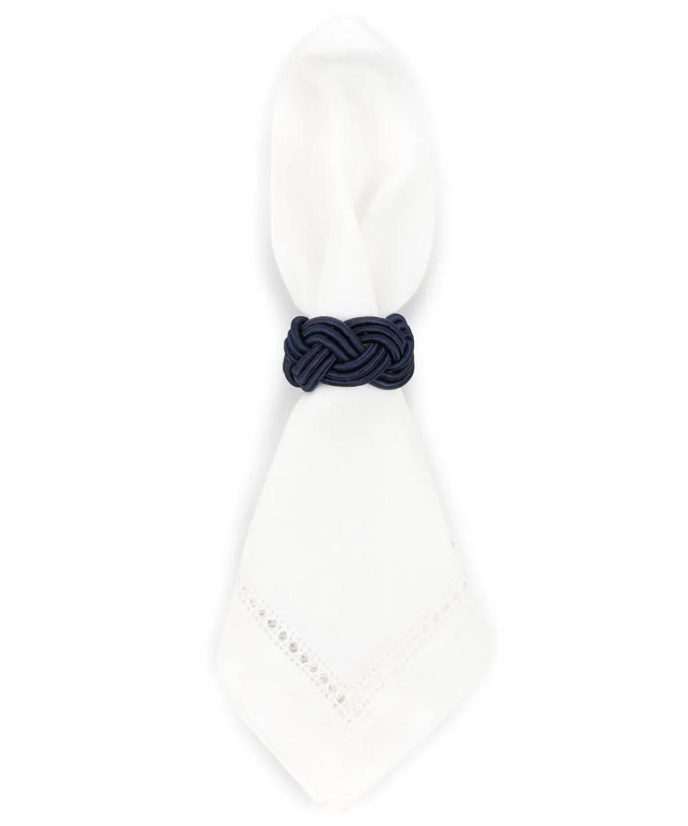 Rebecca Udall Place Settings & Linens|Braided Napkin Rings in Navy, Set of 4
