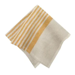 Caravan Place Settings & Linens|Brittany Natural Napkins in Natural & Mustard, Set of 4