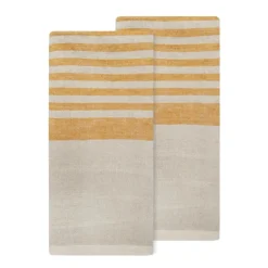 Caravan Place Settings & Linens|Brittany Natural Tea Towels in Natural & Mustard, Set of 2