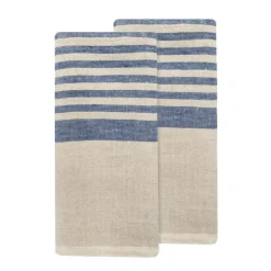 Caravan Place Settings & Linens|Brittany Natural Tea Towels in Natural & Blue, Set of 2