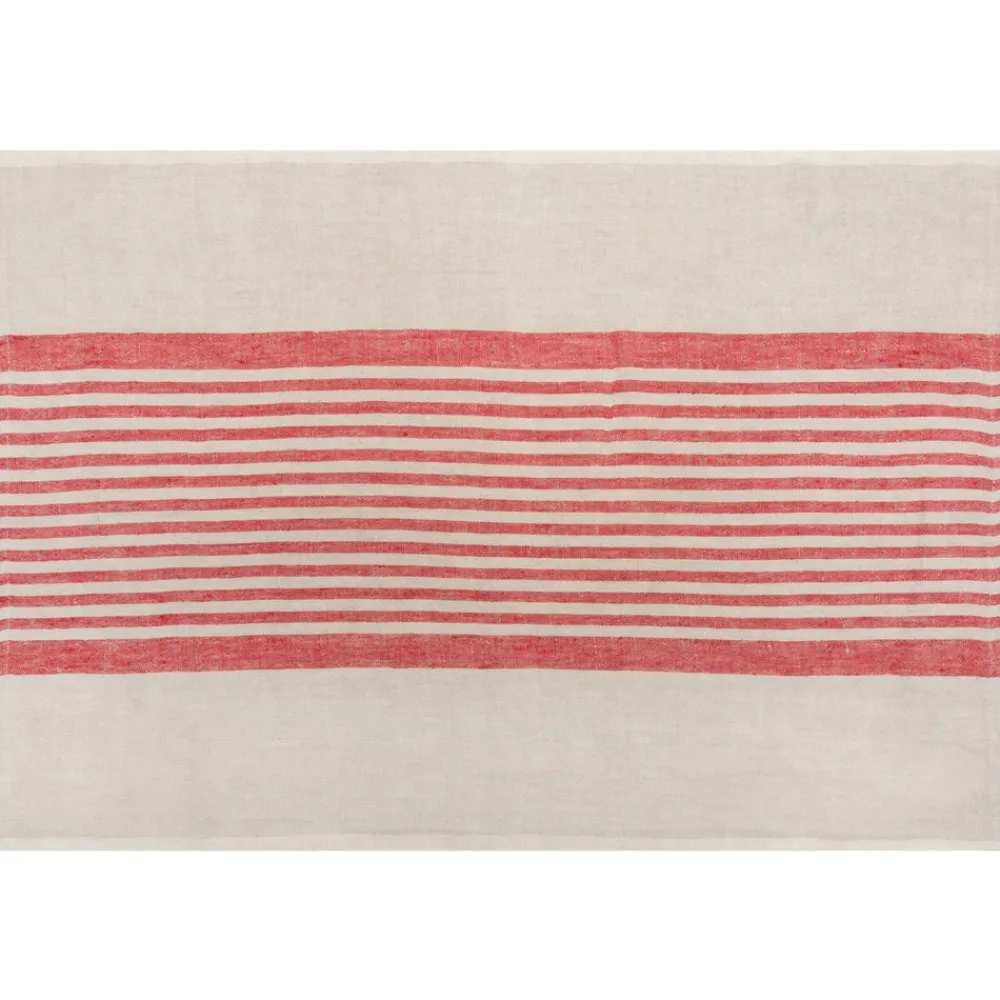 Caravan Place Settings & Linens|Brittany Natural Tea Towels in Natural & Red, Set of 2