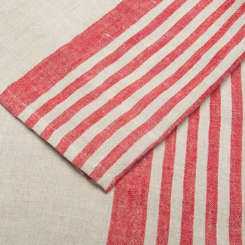 Caravan Place Settings & Linens|Brittany Natural Tea Towels in Natural & Red, Set of 2
