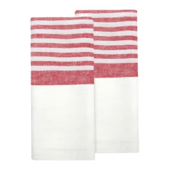 Caravan Place Settings & Linens|Brittany White Tea Towels in White & Red, Set of 2