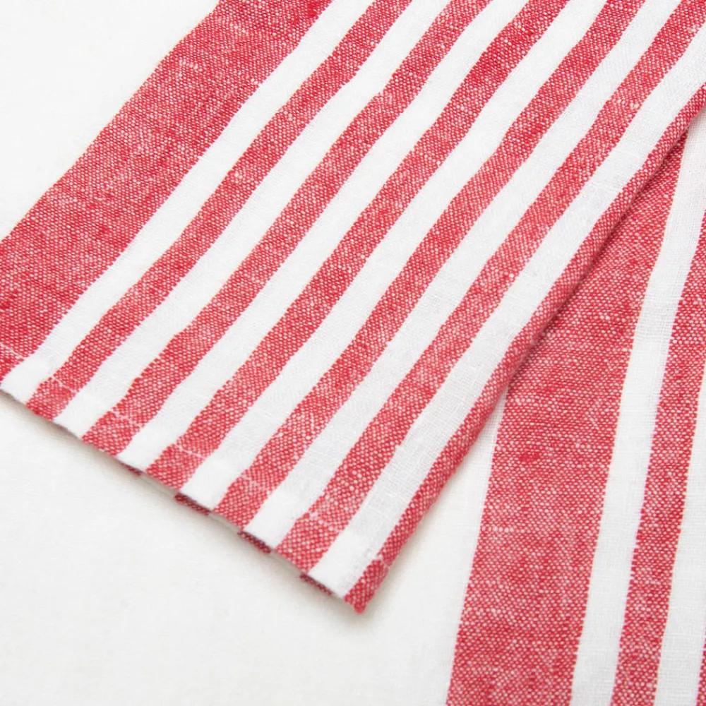 Caravan Place Settings & Linens|Brittany White Tea Towels in White & Red, Set of 2