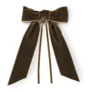 TriChi Design Place Settings & Linens|Brown Velvet Napkin Bows, Set of 4