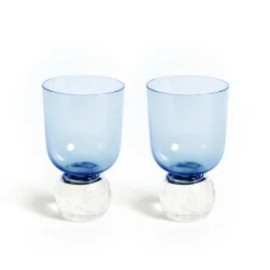 Misette Glassware|Bubble Glass Tumblers in Candy Blue, Set of 2
