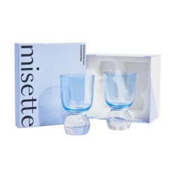 Misette Glassware|Bubble Glass Tumblers in Candy Blue, Set of 2