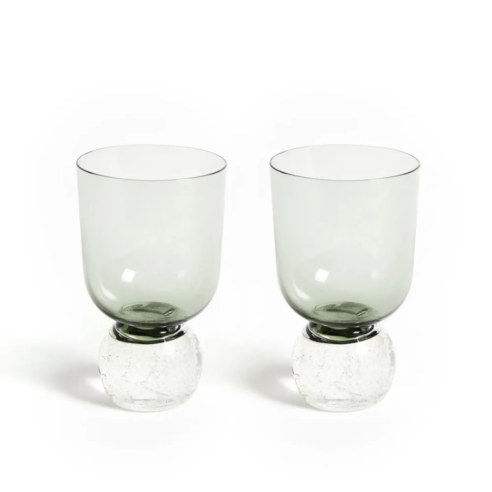 Misette Glassware|Bubble Glass Tumblers in Tourmaline Green, Set of 2
