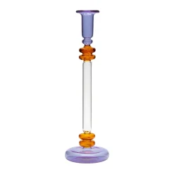 Issy Granger Candles|Bugle Glass Candlestick in Purple & Amber