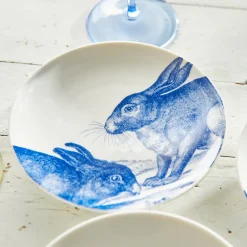 Caskata Dinnerware|Bunnies Blue Canape Plates