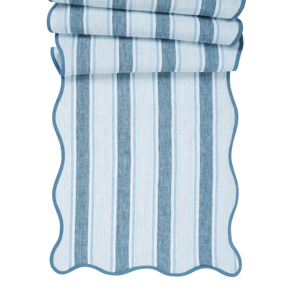 Juliska Place Settings & Linens|Cabana Stripe 18" x 90" Table Runner in Ocean