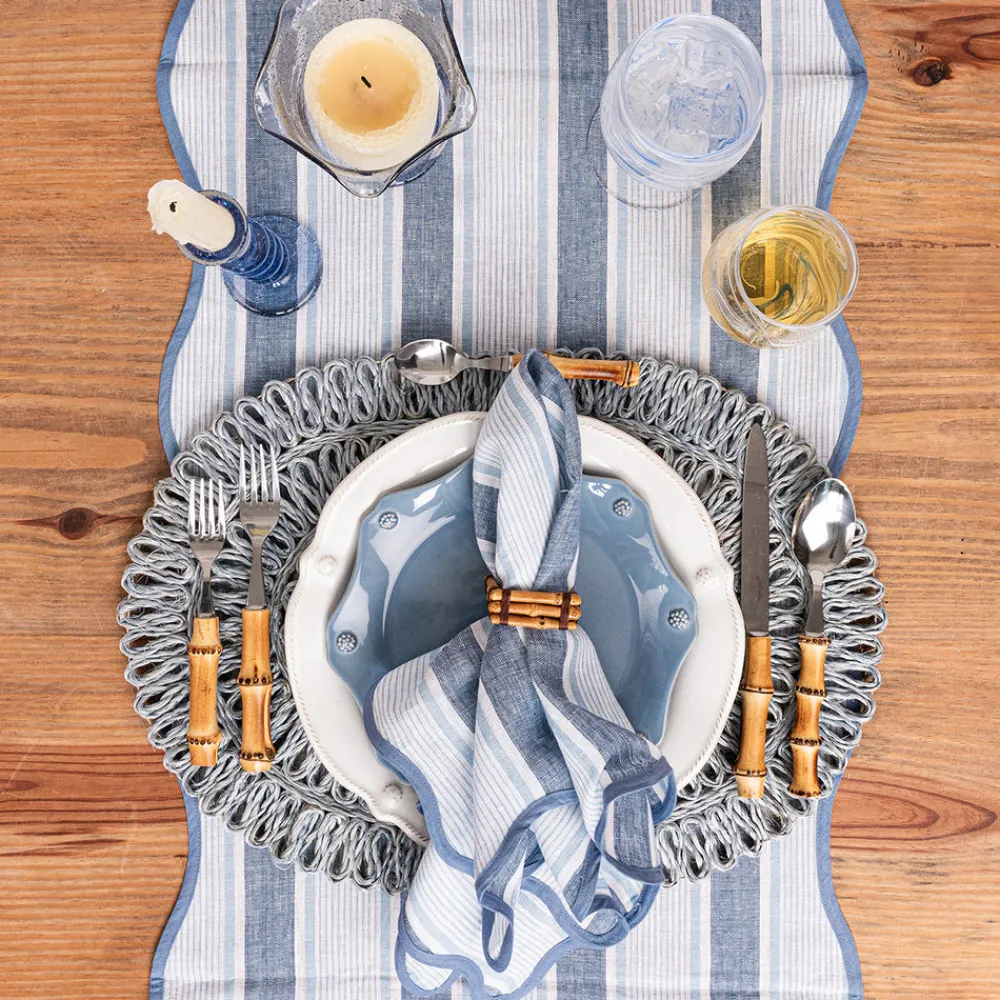 Juliska Place Settings & Linens|Cabana Stripe 18" x 90" Table Runner in Ocean