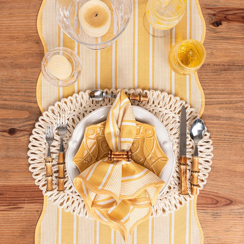 Juliska Place Settings & Linens|Cabana Stripe 18" x 90" Table Runner in Sunshine