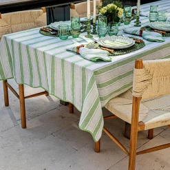 Juliska Place Settings & Linens|Cabana Stripe 60" x 120" Tablecloth in Seagrass