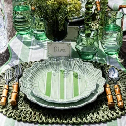 Juliska Dinnerware|Cabana Stripe Melamine Dessert/Salad Plate, Set of 4 in Seagrass