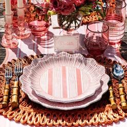 Juliska Dinnerware|Cabana Stripe Melamine Dessert/Salad Plate, Set of 4 in Coral