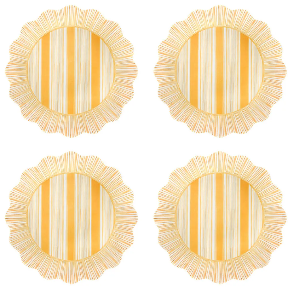 Juliska Dinnerware|Cabana Stripe Melamine Dessert/Salad Plate, Set of 4 in Sunshine