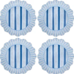 Juliska Dinnerware|Cabana Stripe Melamine Dinner Plate, Set of 4 in Ocean